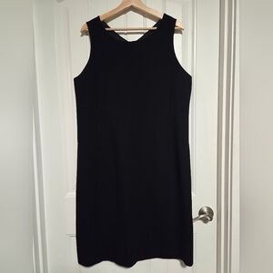 Eileen Fisher Black Silk Lined Sleeveless Midi Shift Dress